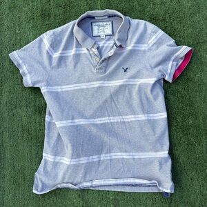 American Eagle outfitters vintage fit Eagle polo grey and white striped size L